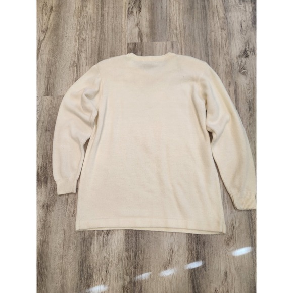 Vintage 80s Alfred Dunner Ladies Sweater Ivory Sequin Beaded Iridescent Medium - Picture 5 of 9